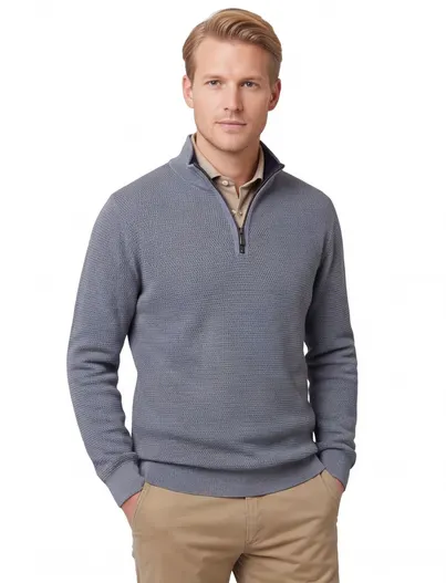 Casa Moda trui Casa Moda blauw half zip