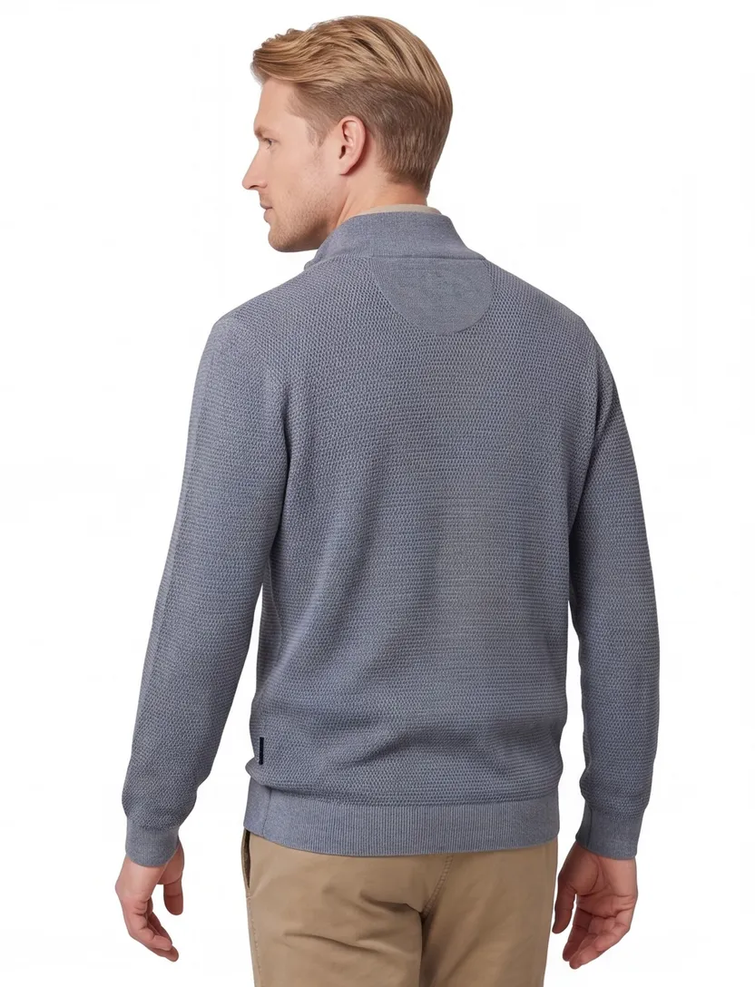 trui Casa Moda blauw half zip
