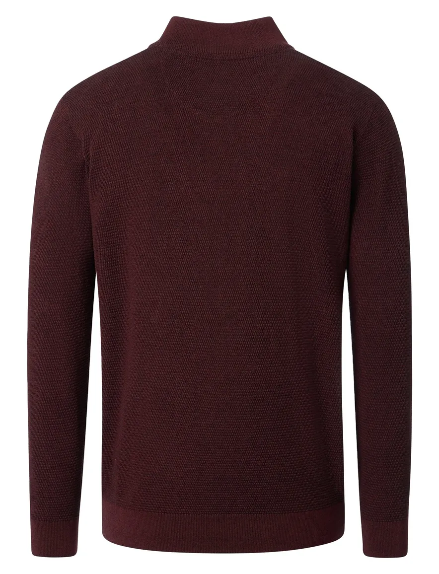 Casa Moda trui half zip effen bordeaux wijde fit