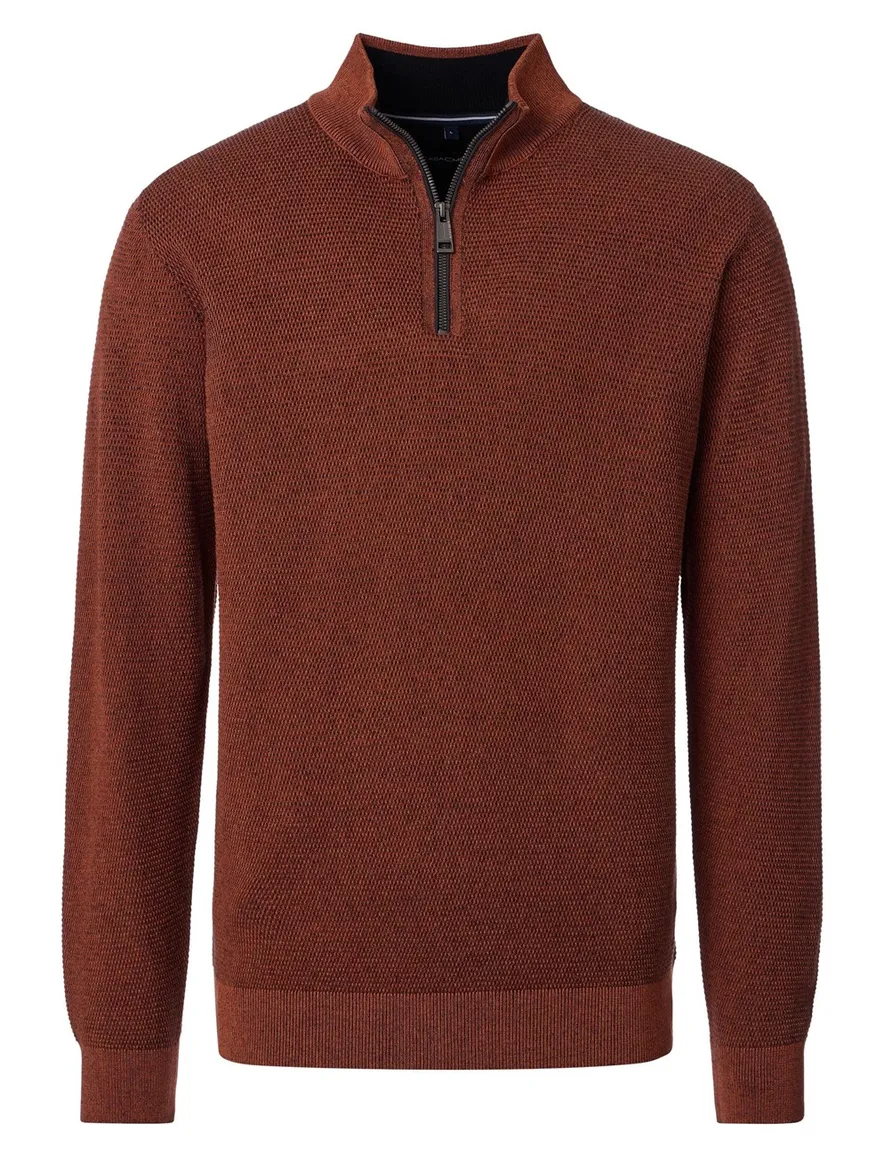Trui Casa Moda oranje half zip
