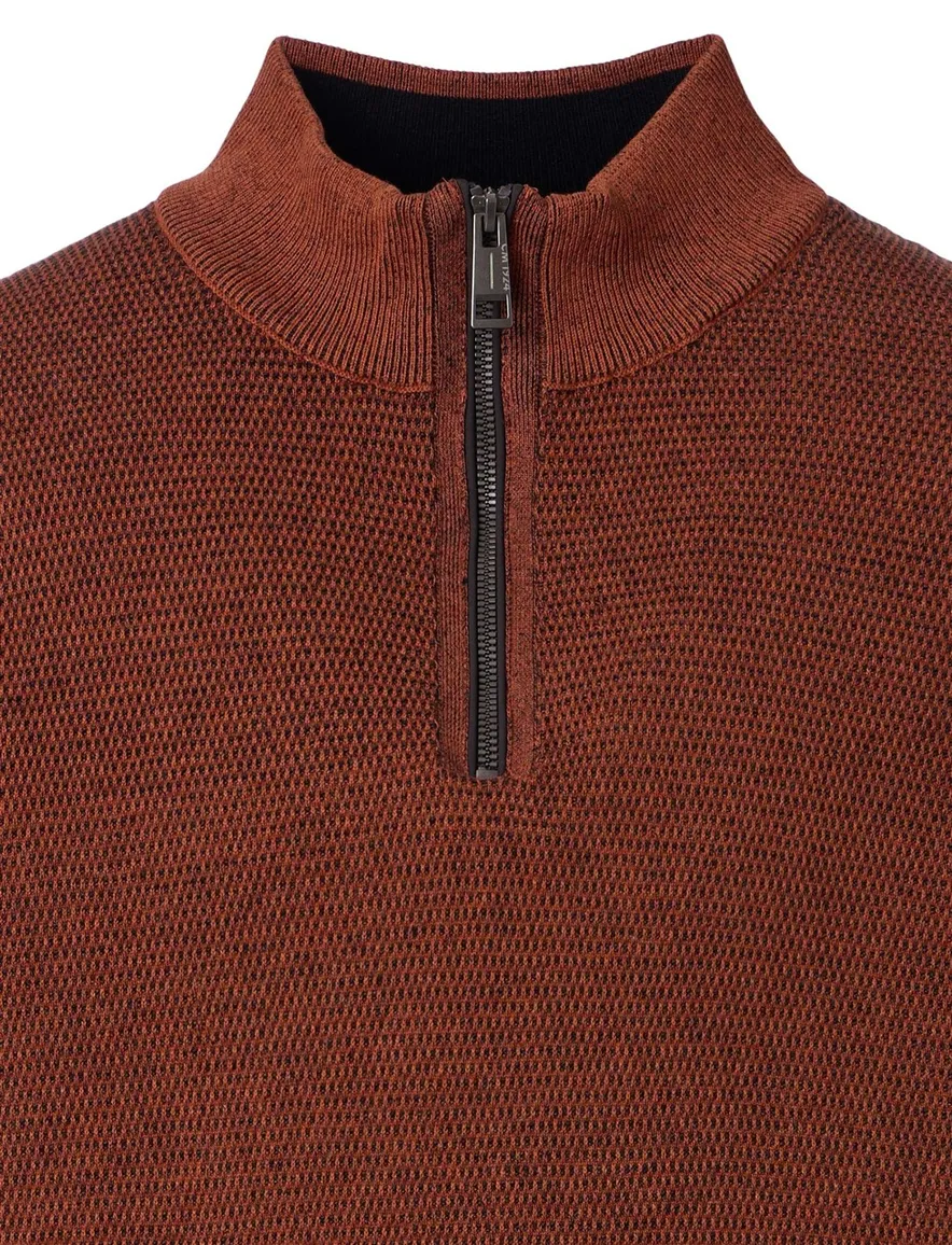 Trui Casa Moda oranje half zip
