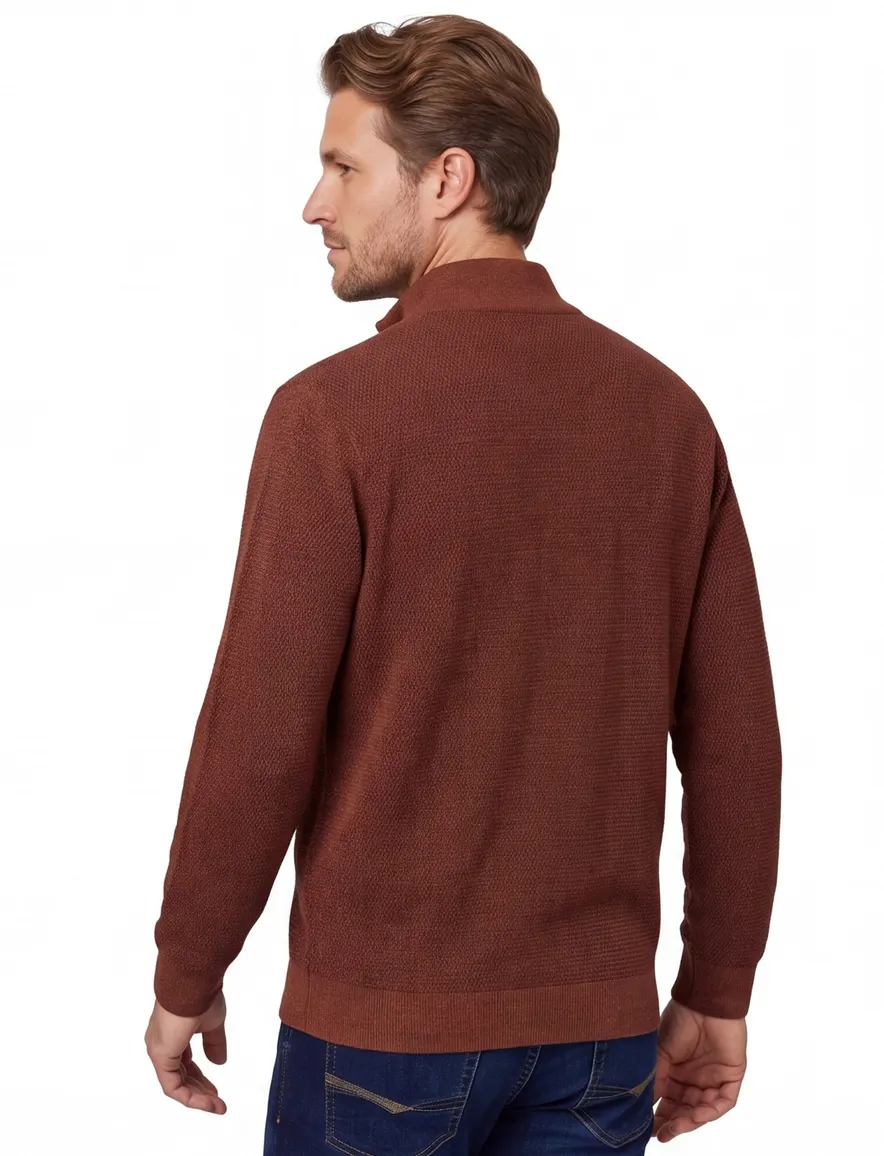 Trui Casa Moda oranje half zip