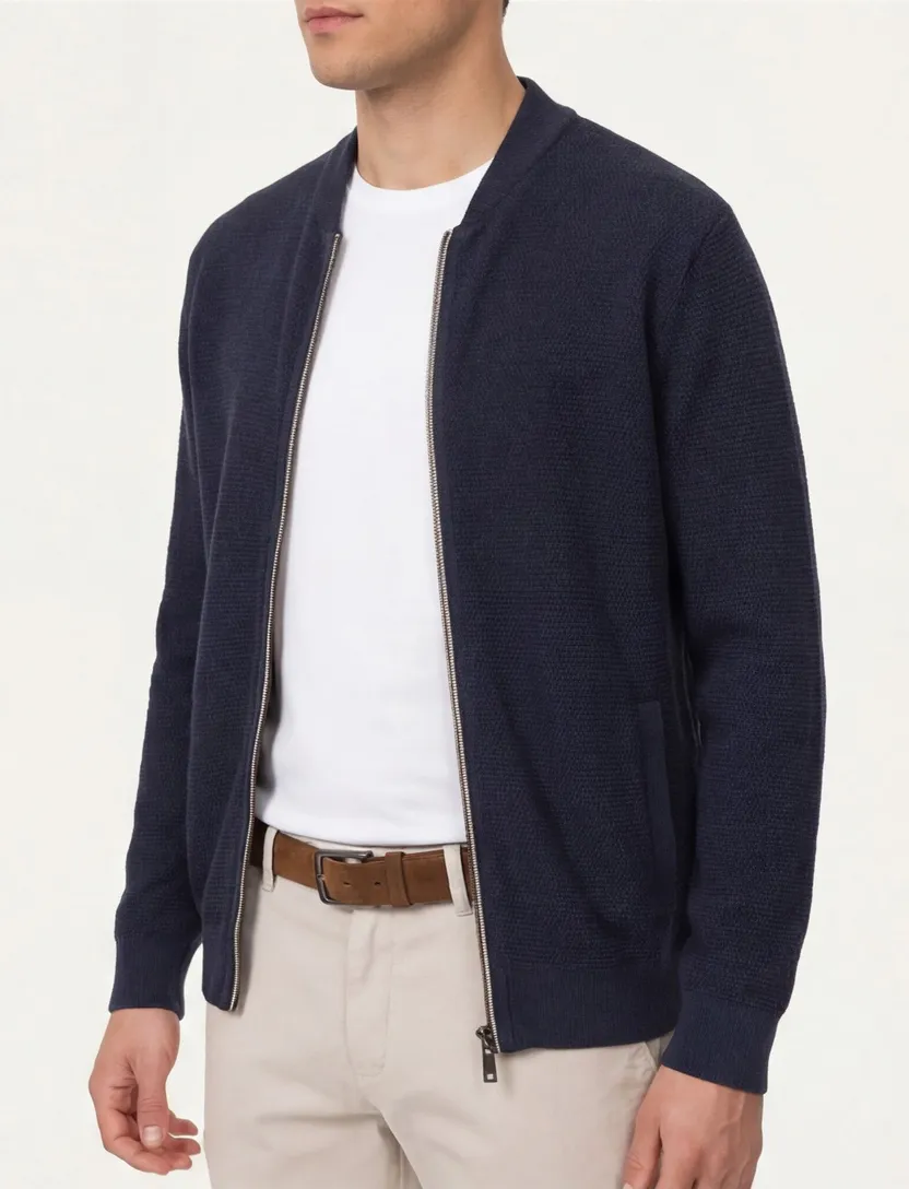 Vest Casa Moda donkerblauw gebreid