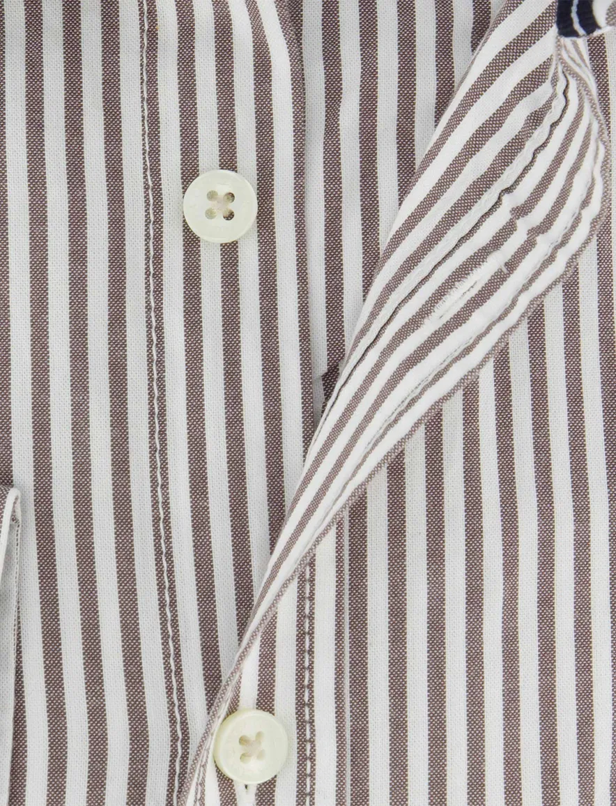 Overhemd Casa Moda Casual Fit bruin wit katoen