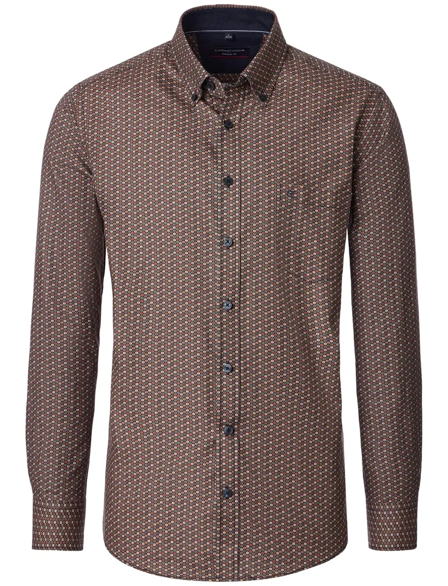 Casa Moda casual overhemd bruin
