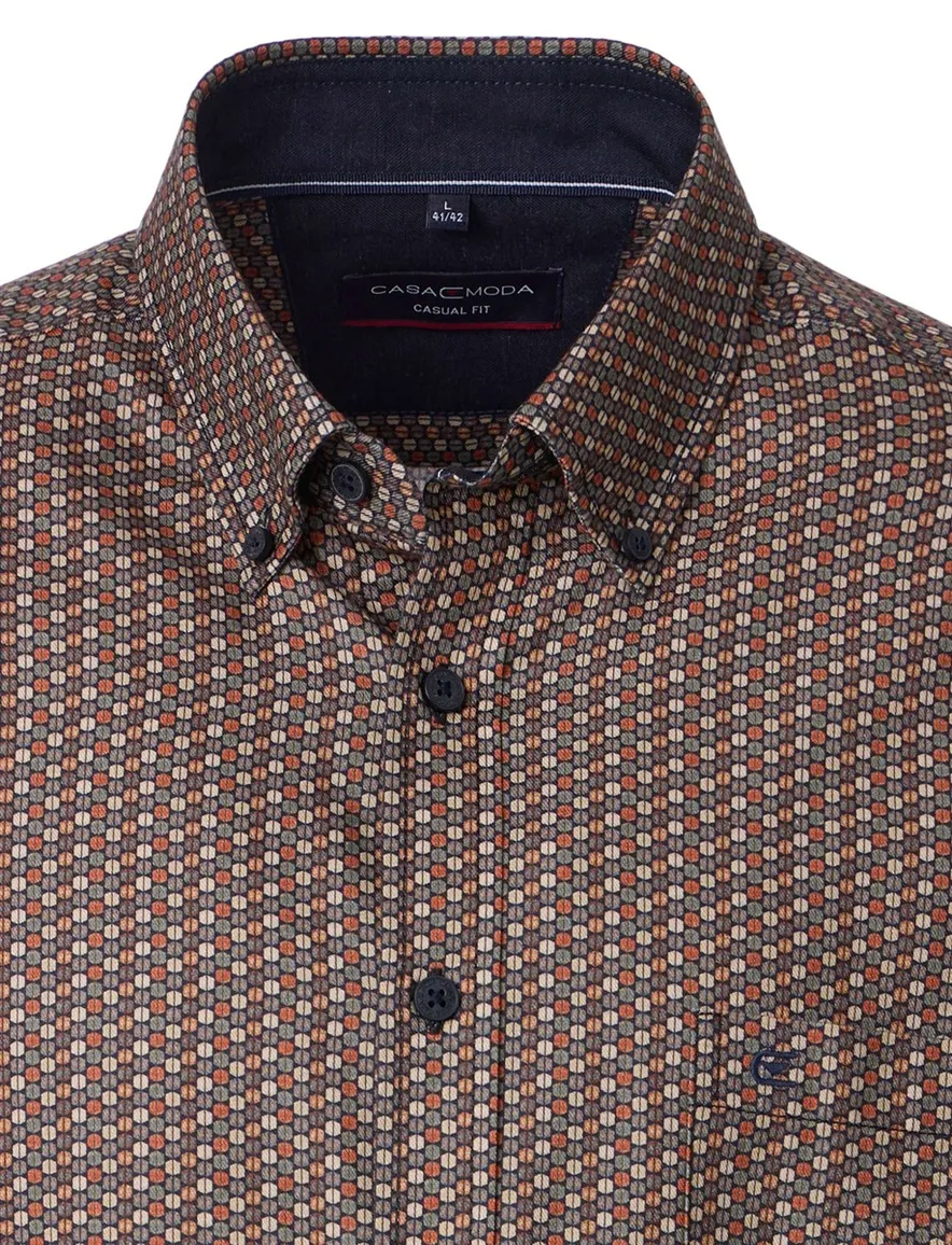 Casa Moda casual overhemd bruin