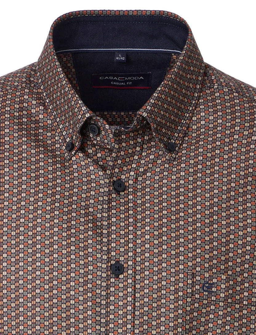 casual overhemd Casa Moda bruin