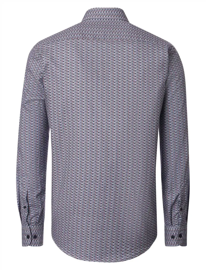 blauw geprint Casa Moda casual fit overhemd