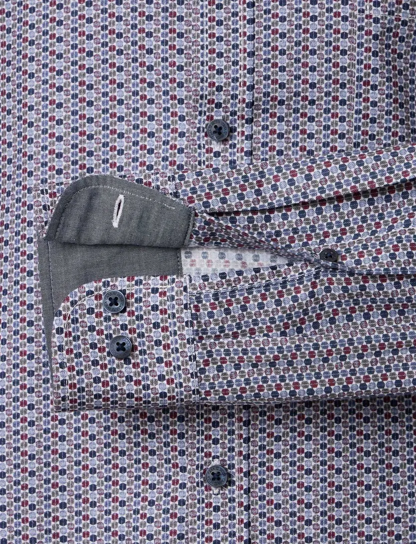 blauw geprint Casa Moda casual fit overhemd