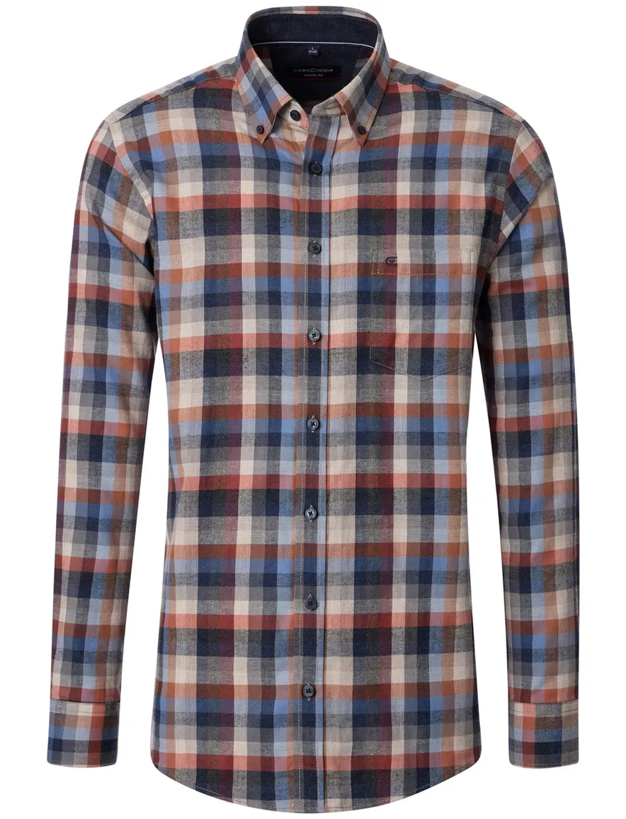 Casa Moda casual overhemd grijs blauw