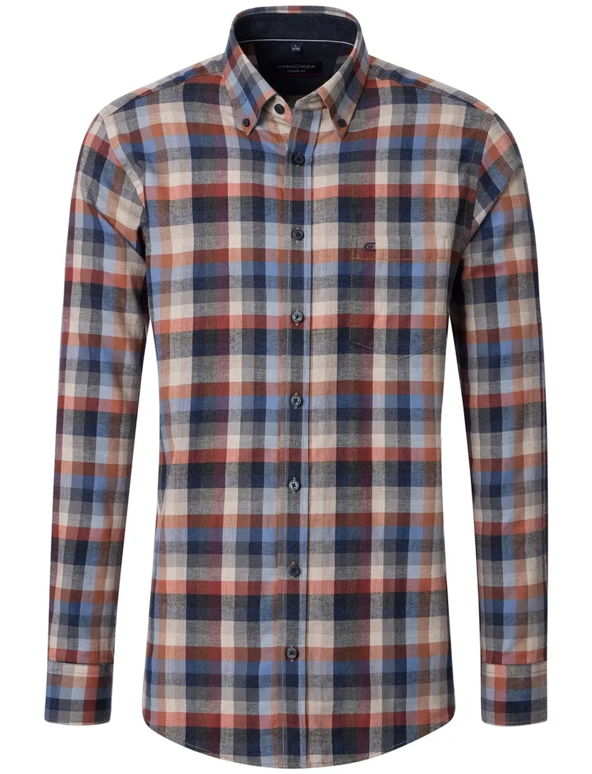 casual overhemd Casa Moda grijs blauw katoen