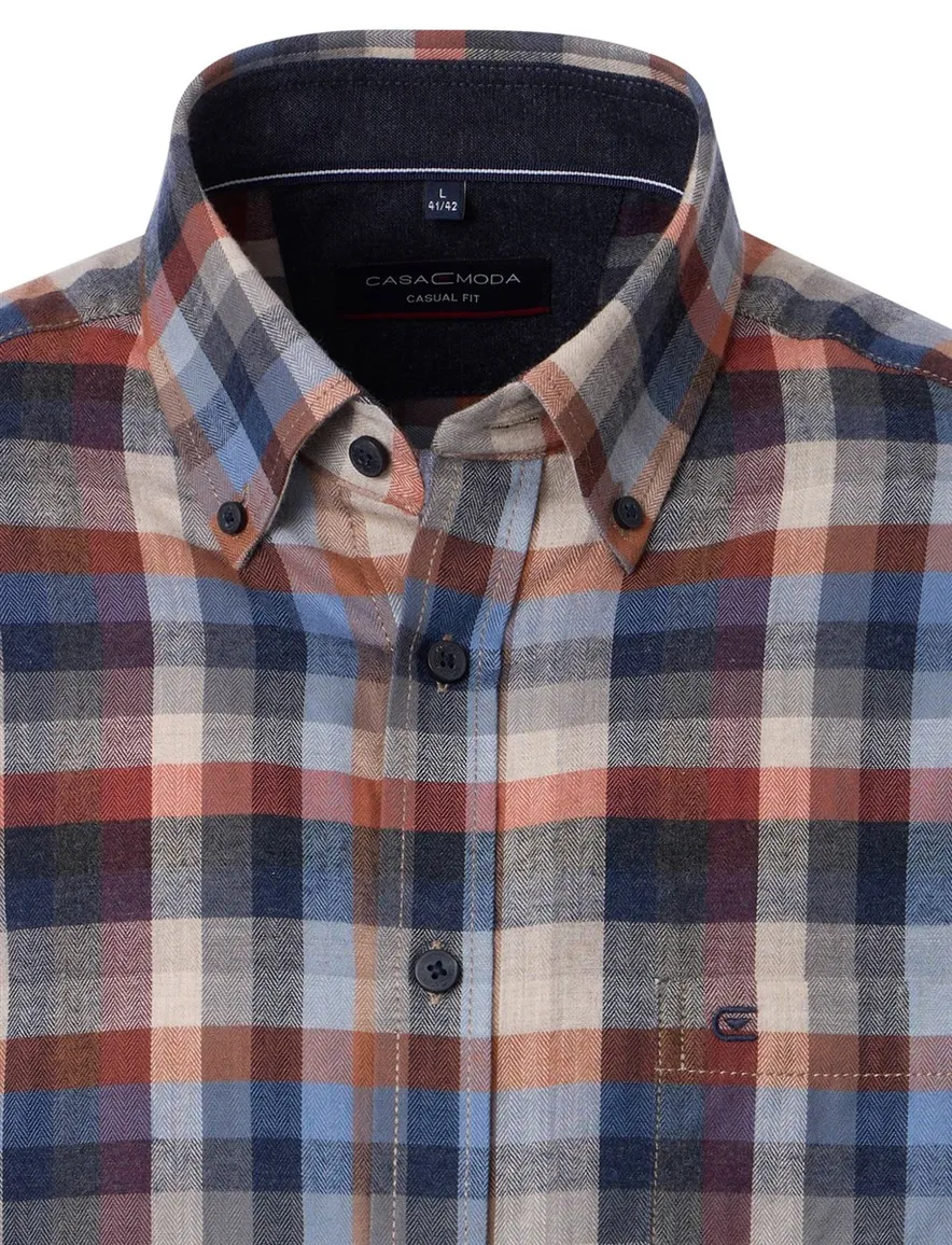 Casa Moda casual overhemd grijs blauw