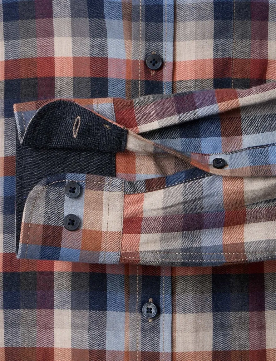 Casa Moda casual overhemd grijs blauw