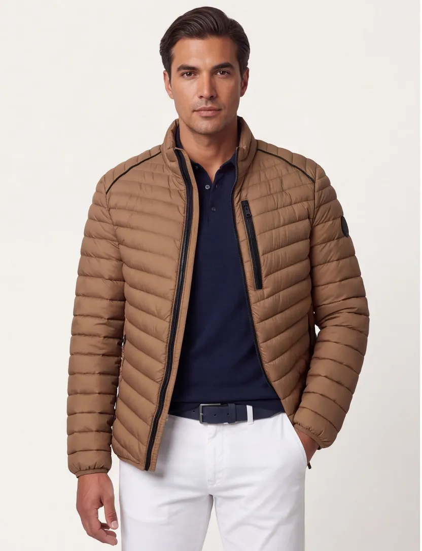 tussenjas Casa Moda bruin effen puffer borstzak