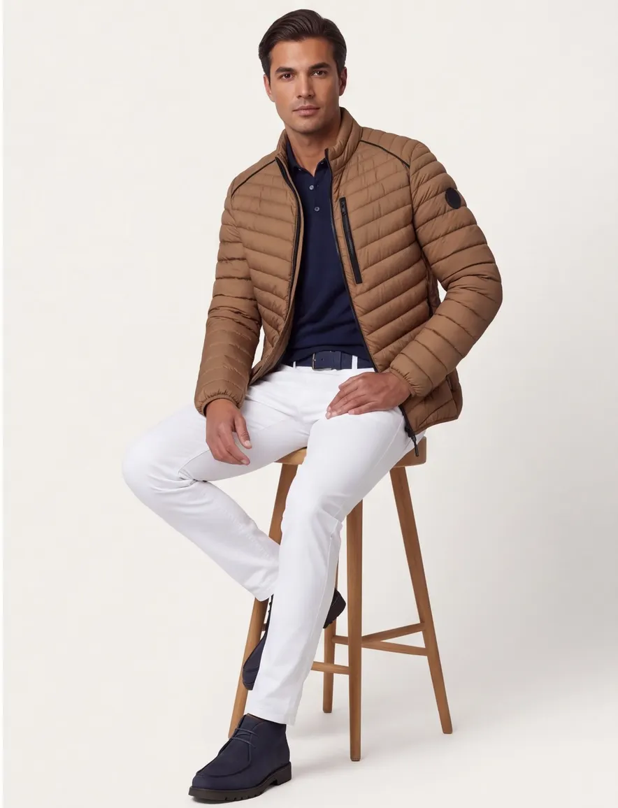 Casa Moda tussenjas bruin puffer borstzak effen