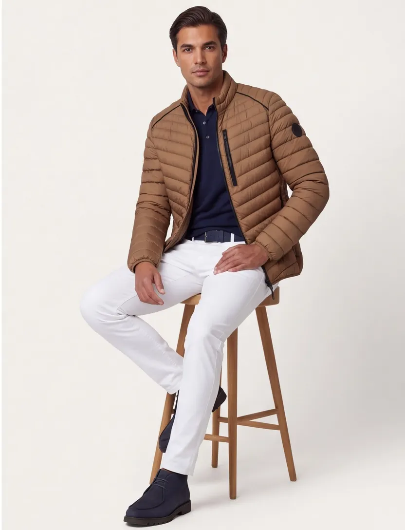 tussenjas Casa Moda bruin effen puffer borstzak