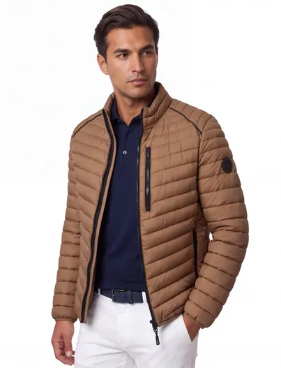 Casa Moda tussenjas Casa Moda bruin effen puffer borstzak