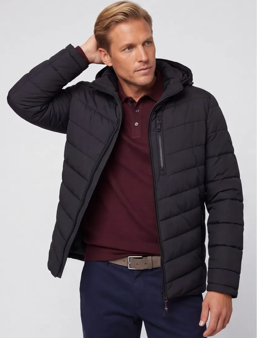 Casa Moda winterjas effen donkerblauw borstzak