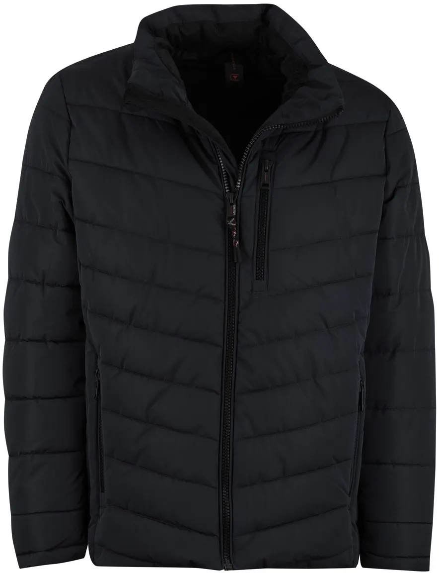 Casa Moda winterjas donkerblauw effen borstzak capuchon