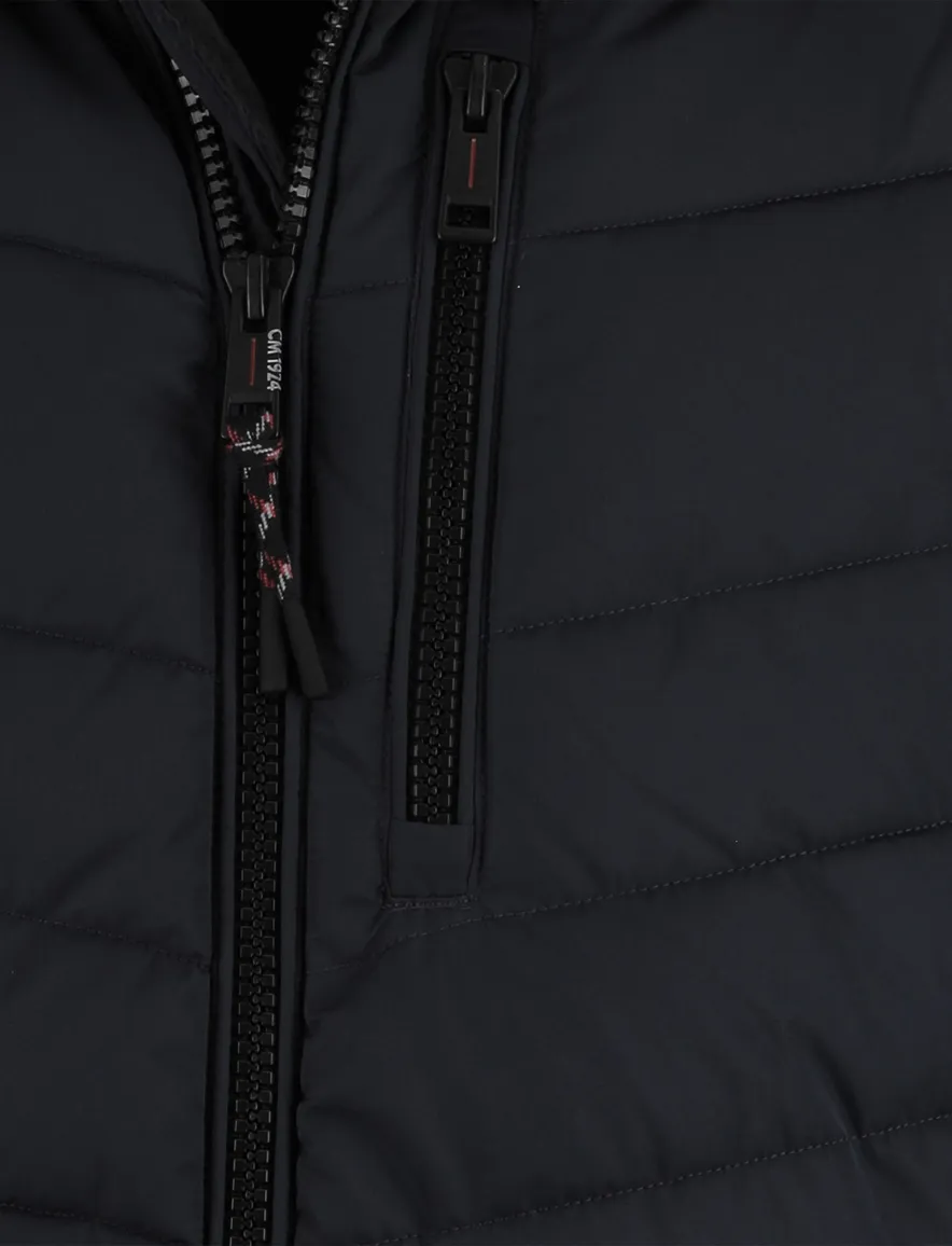 Casa Moda winterjas donkerblauw effen borstzak capuchon