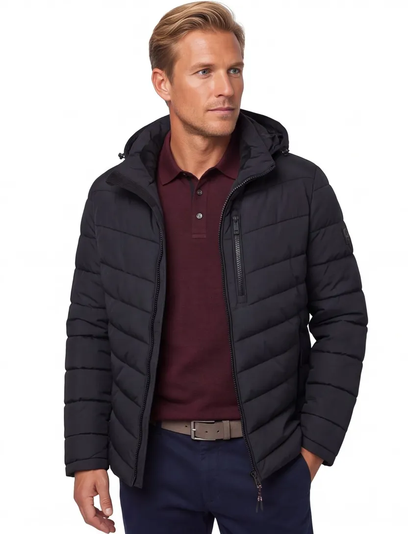 Casa Moda winterjas effen donkerblauw borstzak