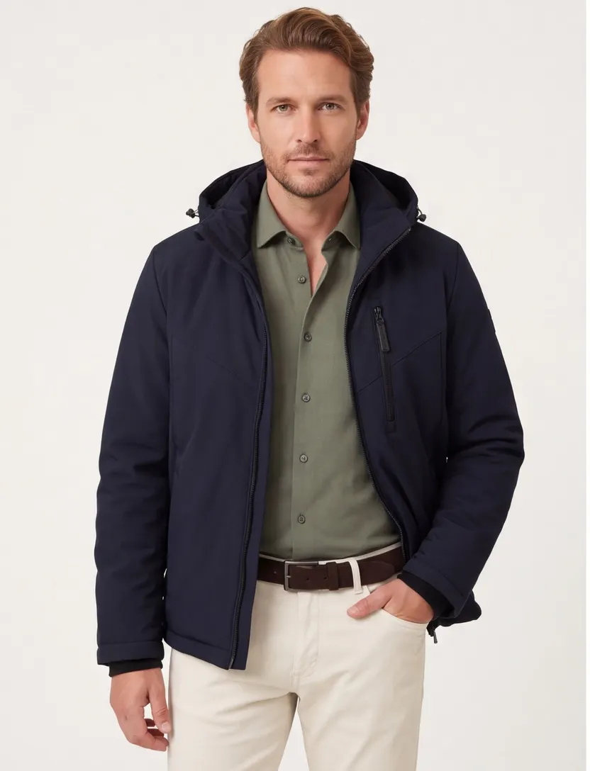 Casa Moda winterjas donkerblauw effen