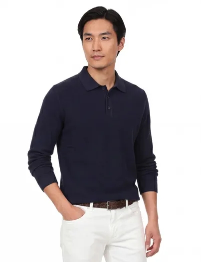 Casa Moda Casa Moda polo lange mouw donkerblauw