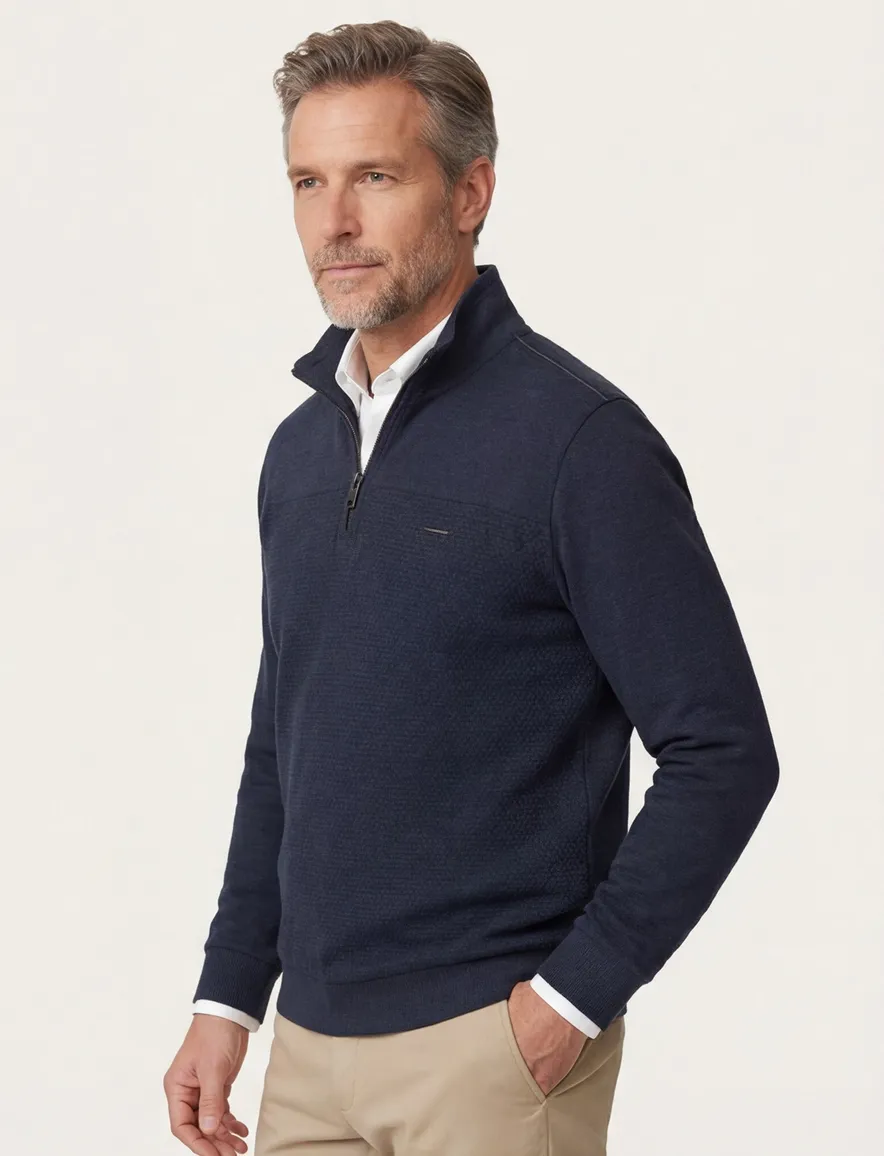 Casa Moda sweater donkerblauw regular fit effen