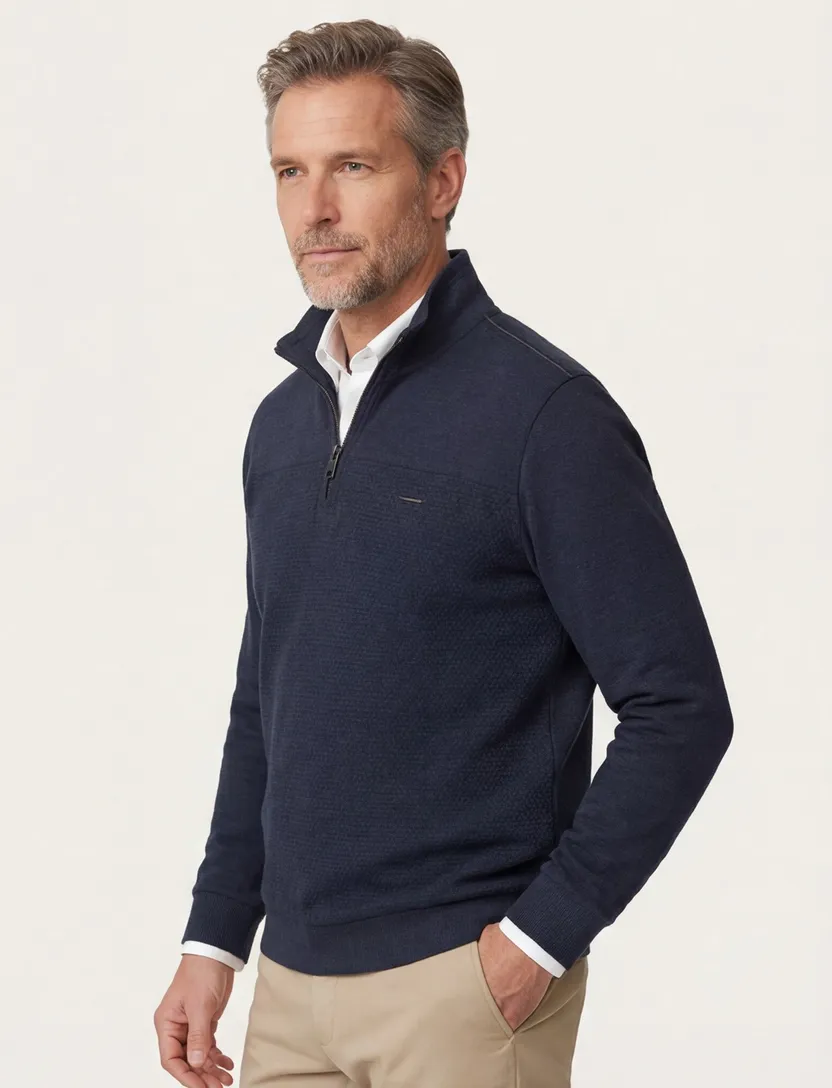 Casa Moda sweater donkerblauw regular fit katoen