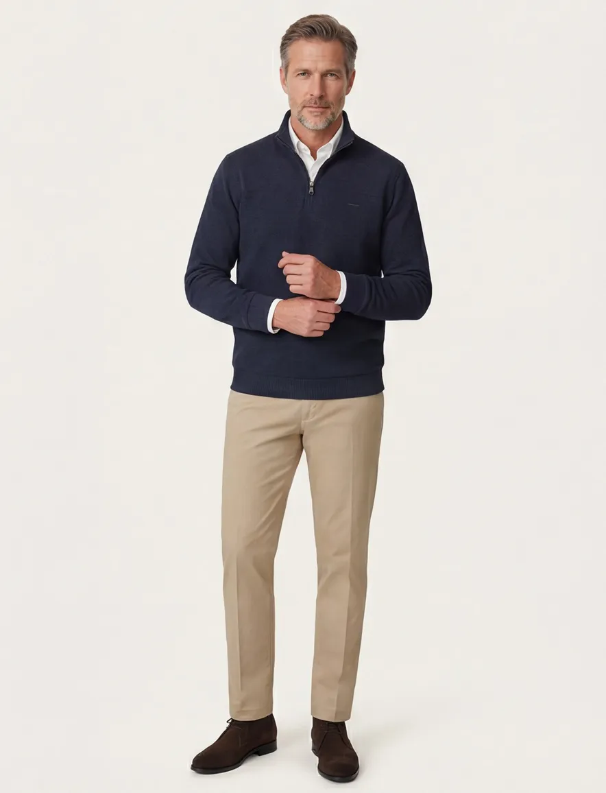 Casa Moda sweater donkerblauw regular fit effen