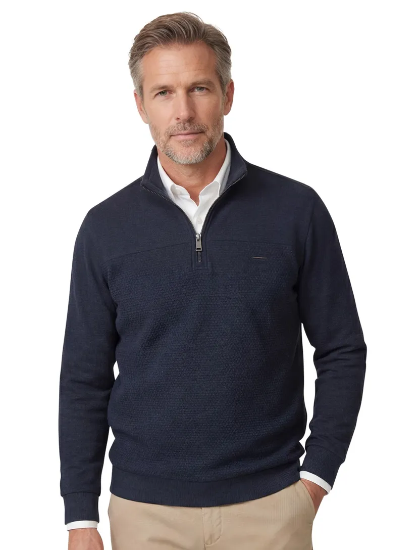 Casa Moda sweater donkerblauw regular fit katoen