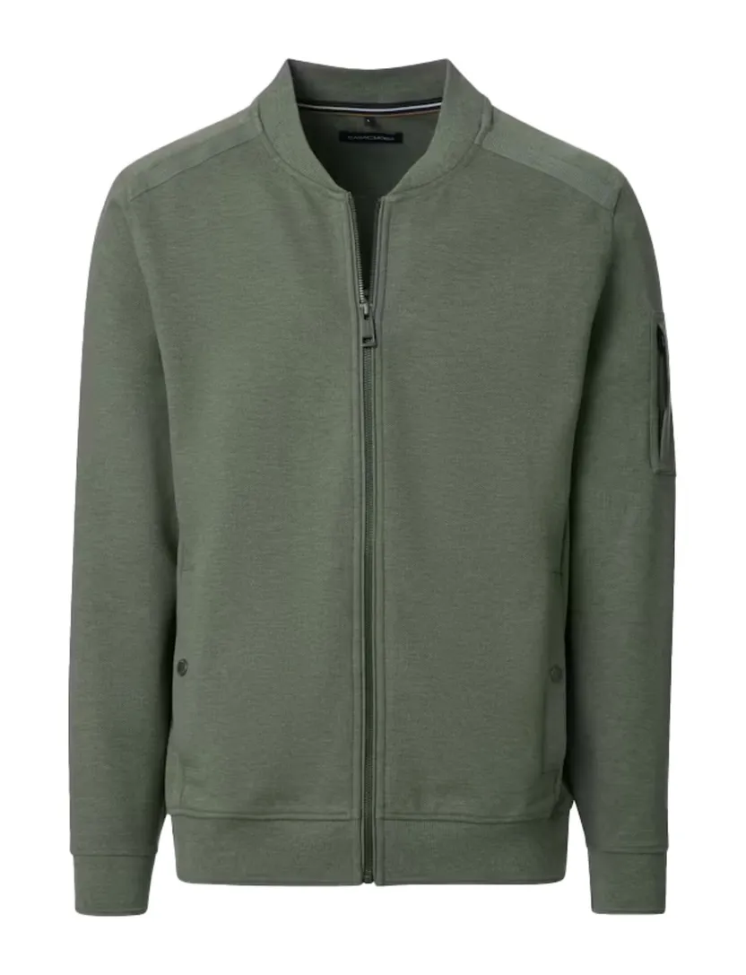Casa Moda vest groen regular fit katoen zonder capuchon