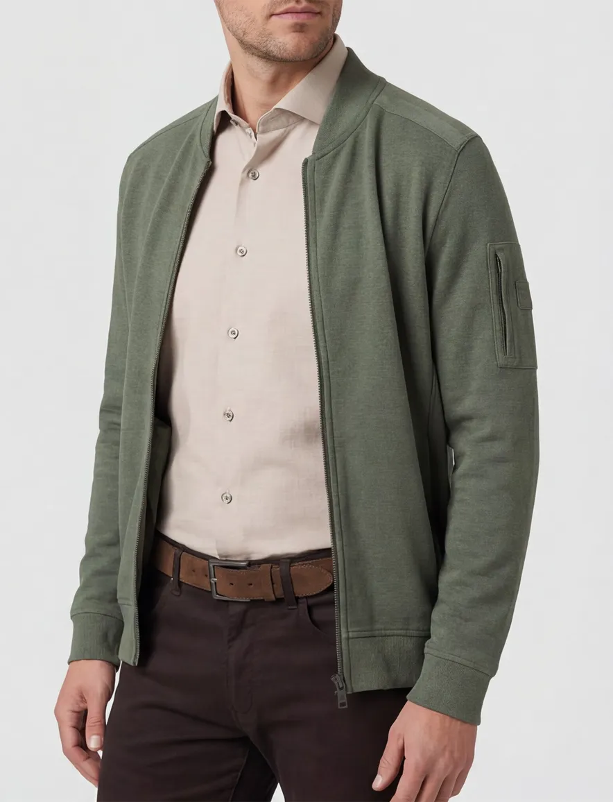 Casa Moda vest groen regular fit katoen effen