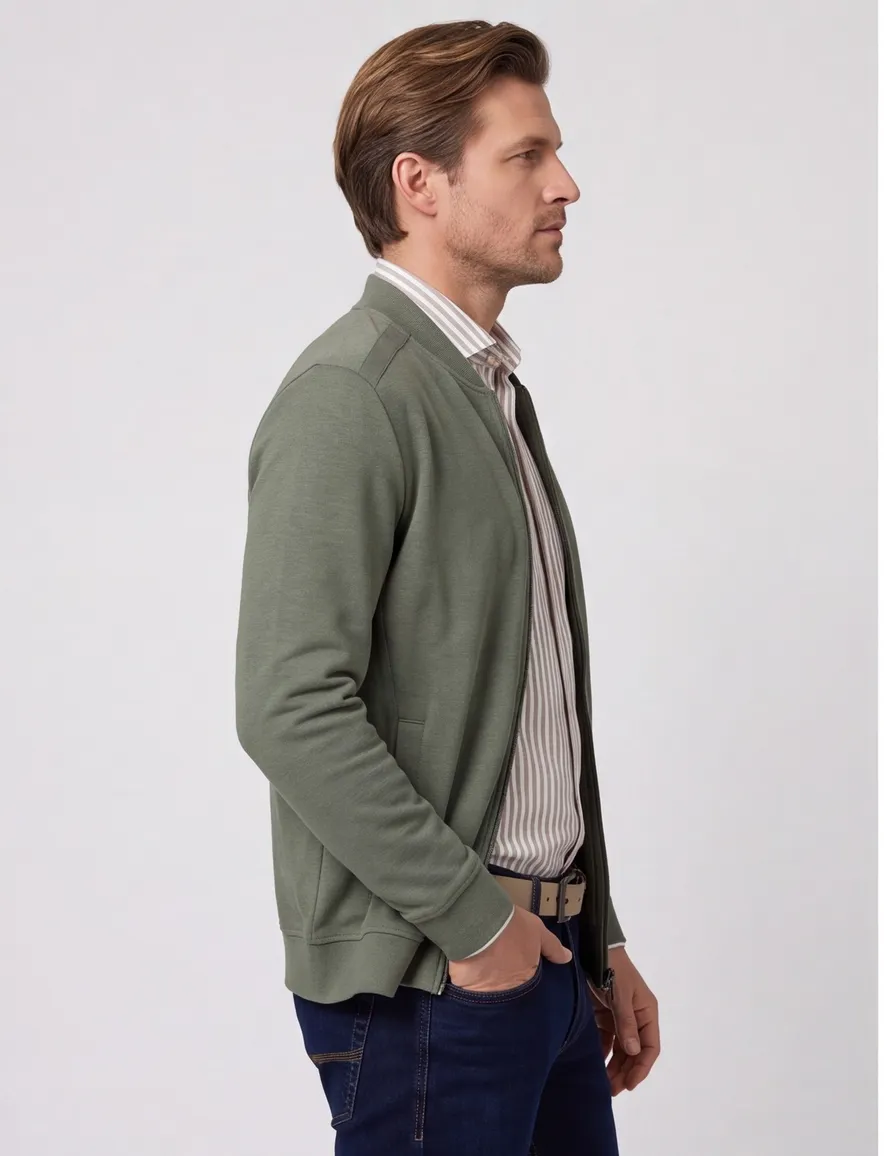 Casa Moda vest groen regular fit katoen effen
