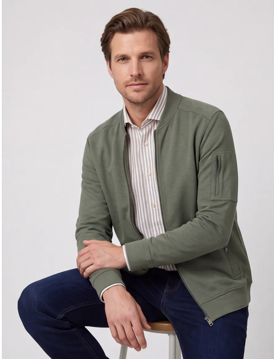 Casa Moda vest groen regular fit katoen effen