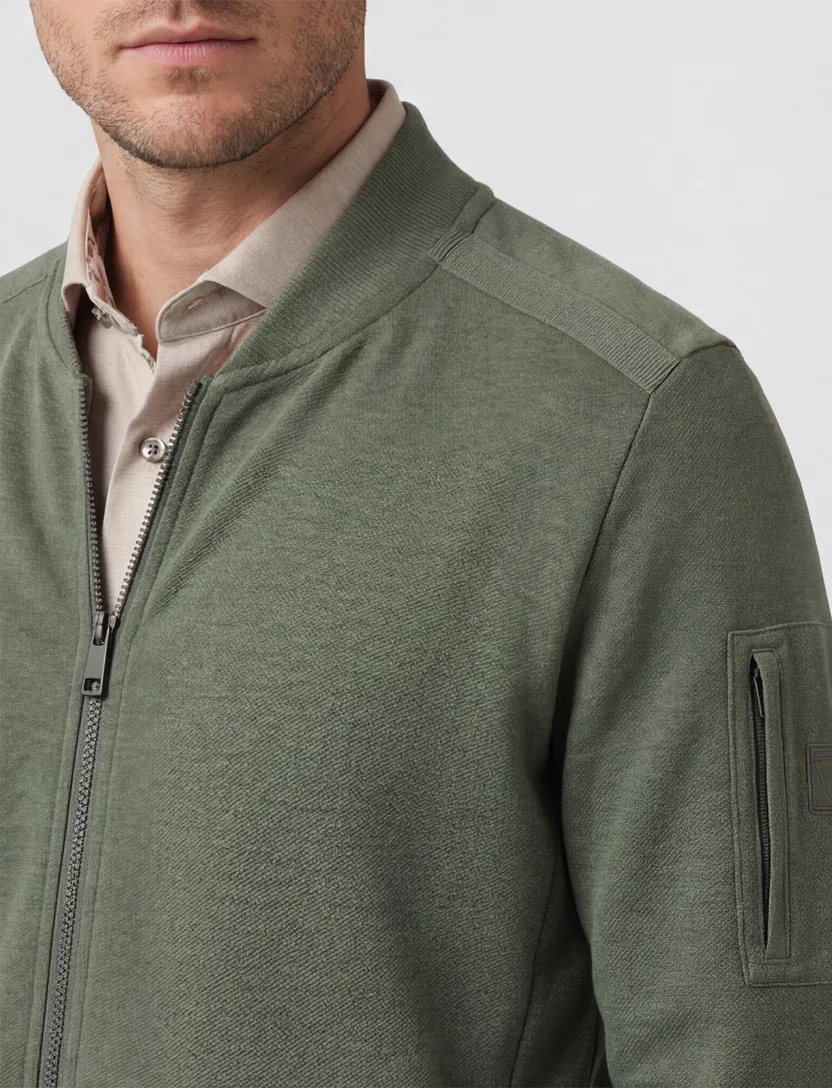 Casa Moda vest groen regular fit katoen zonder capuchon