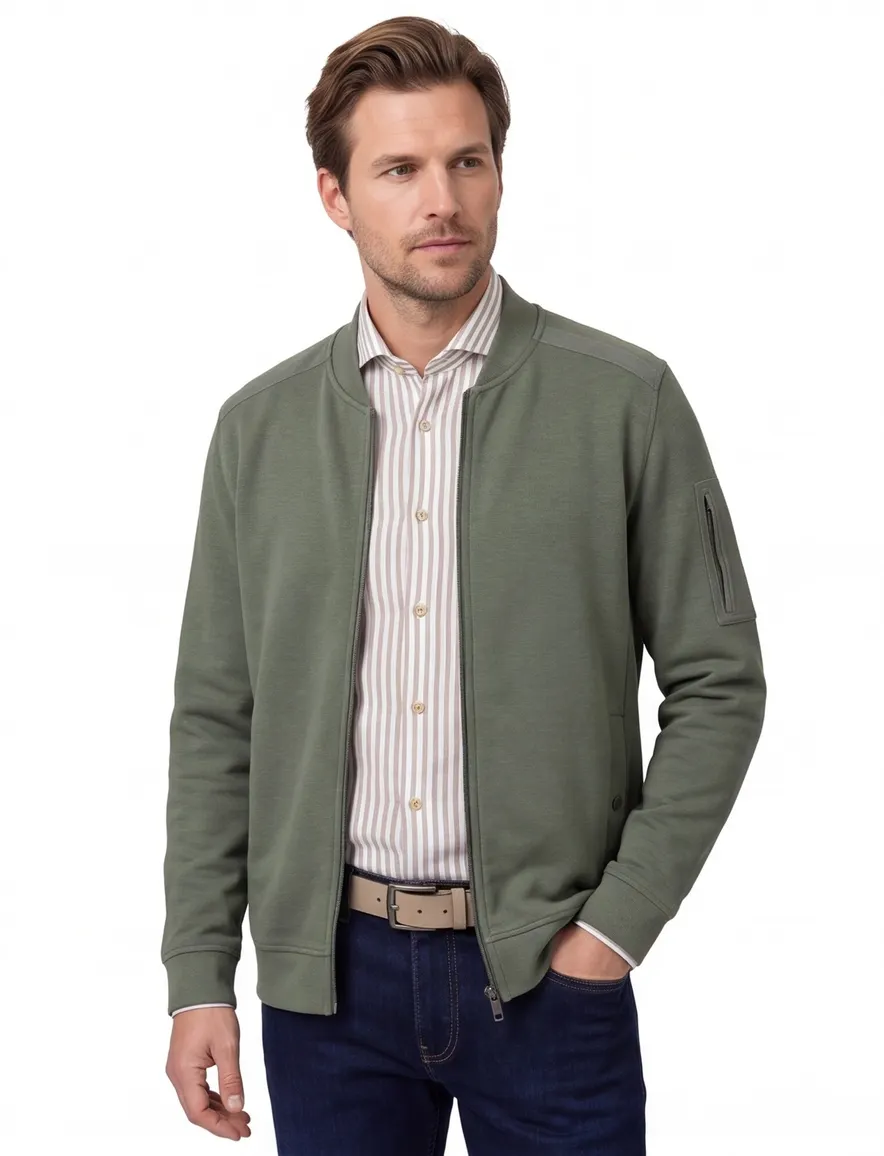 Casa Moda vest groen regular fit katoen effen