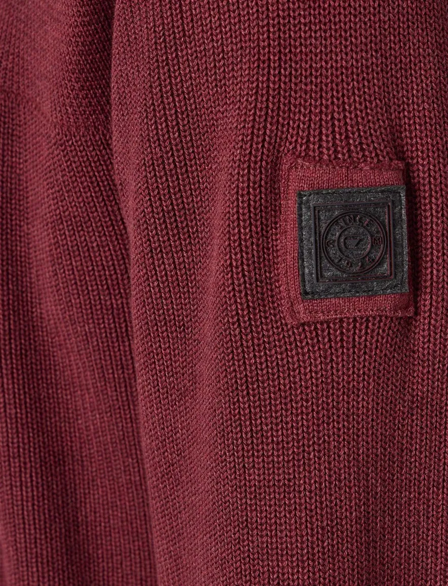 Casa Moda bordeaux half-zip trui effen