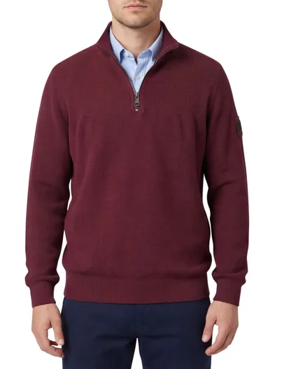 Casa Moda Casa Moda bordeaux half-zip trui effen