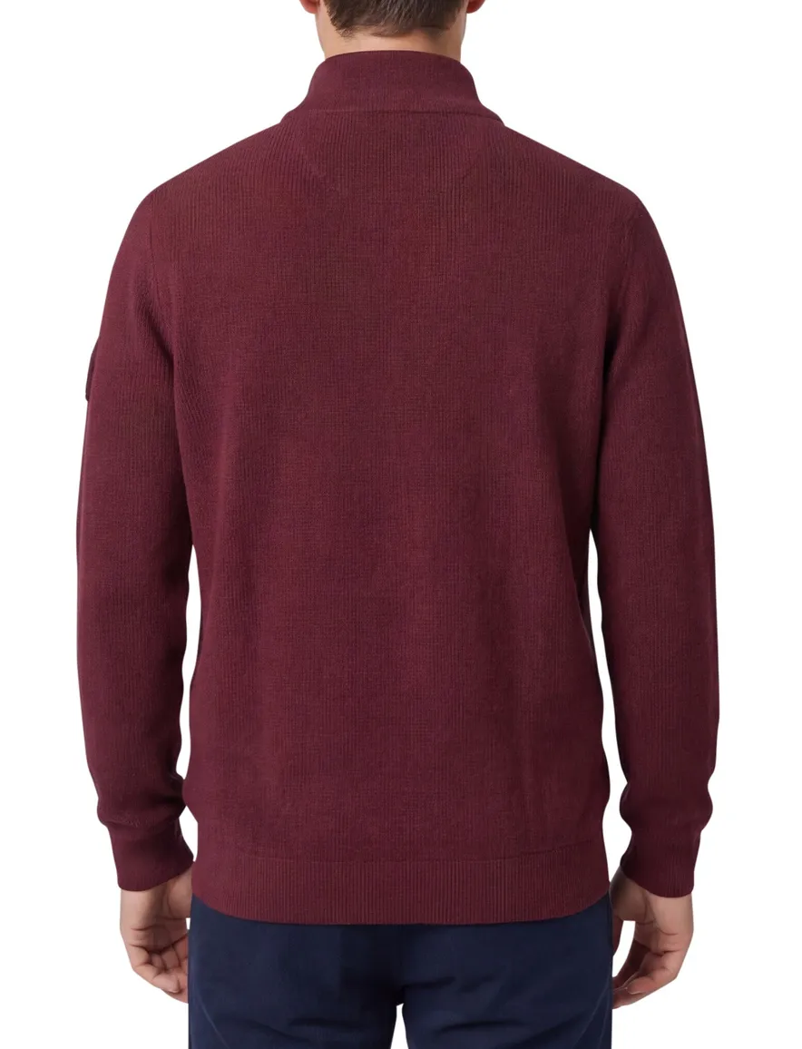 Casa Moda bordeaux half-zip trui effen