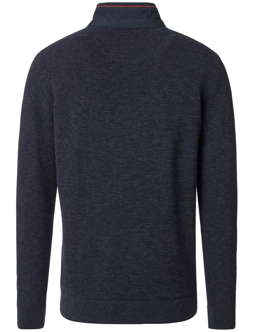 Casa Moda donkerblauw half-zip trui gemêleerd