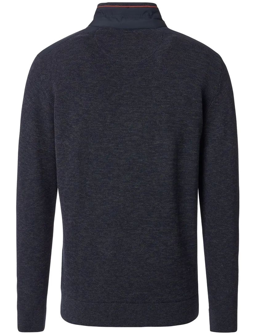 Casa Moda donkerblauw half-zip trui katoen