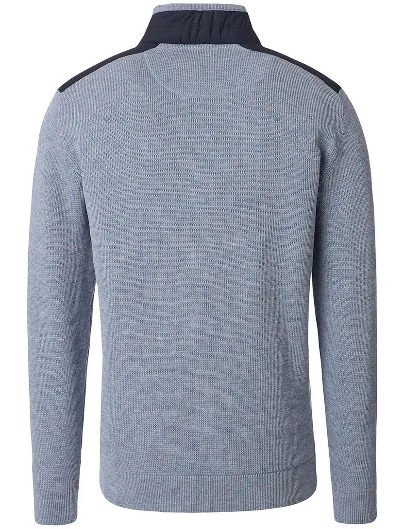 Casa Moda blauw half-zip trui 100% katoen