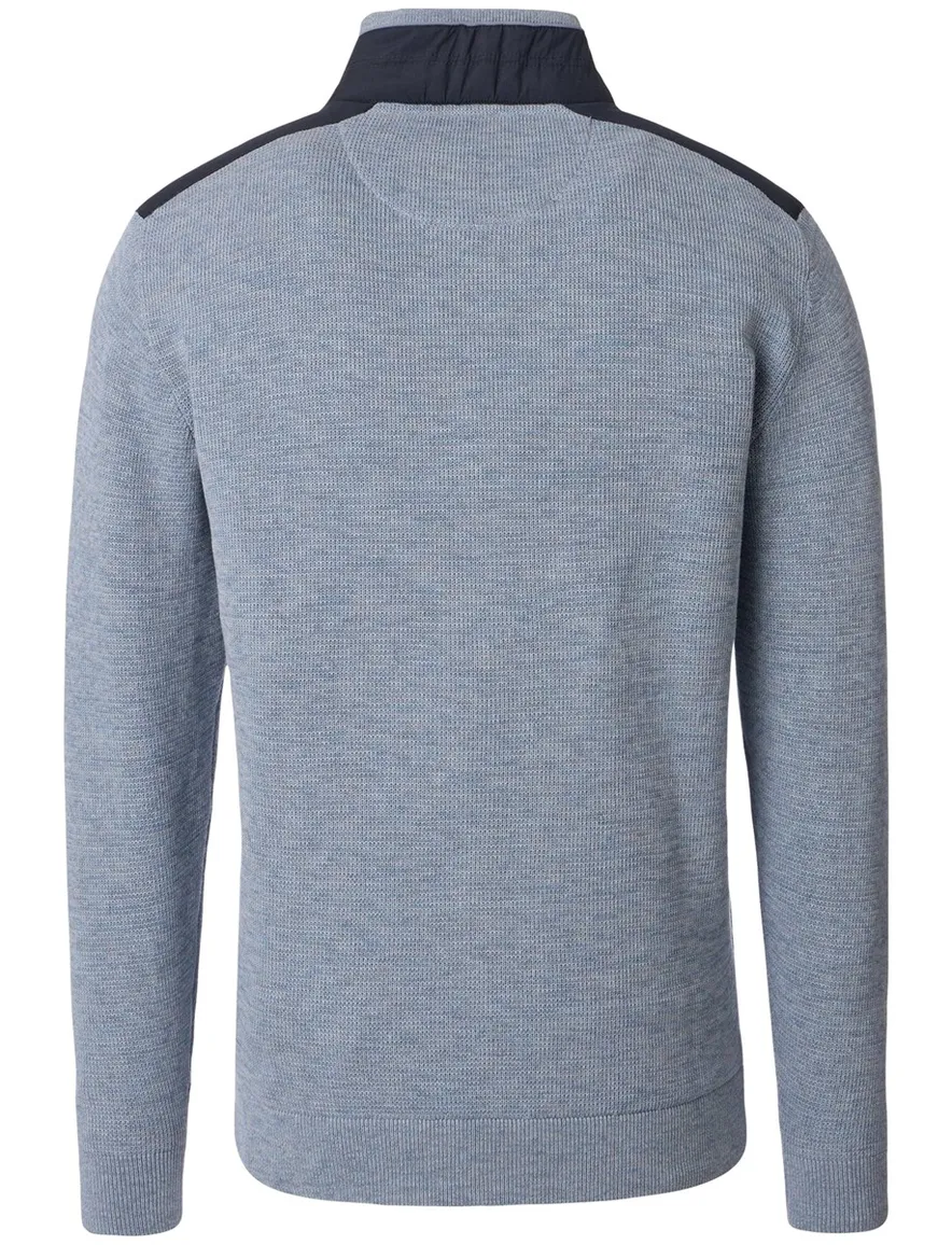 Casa Moda blauw half-zip trui gemêleerd