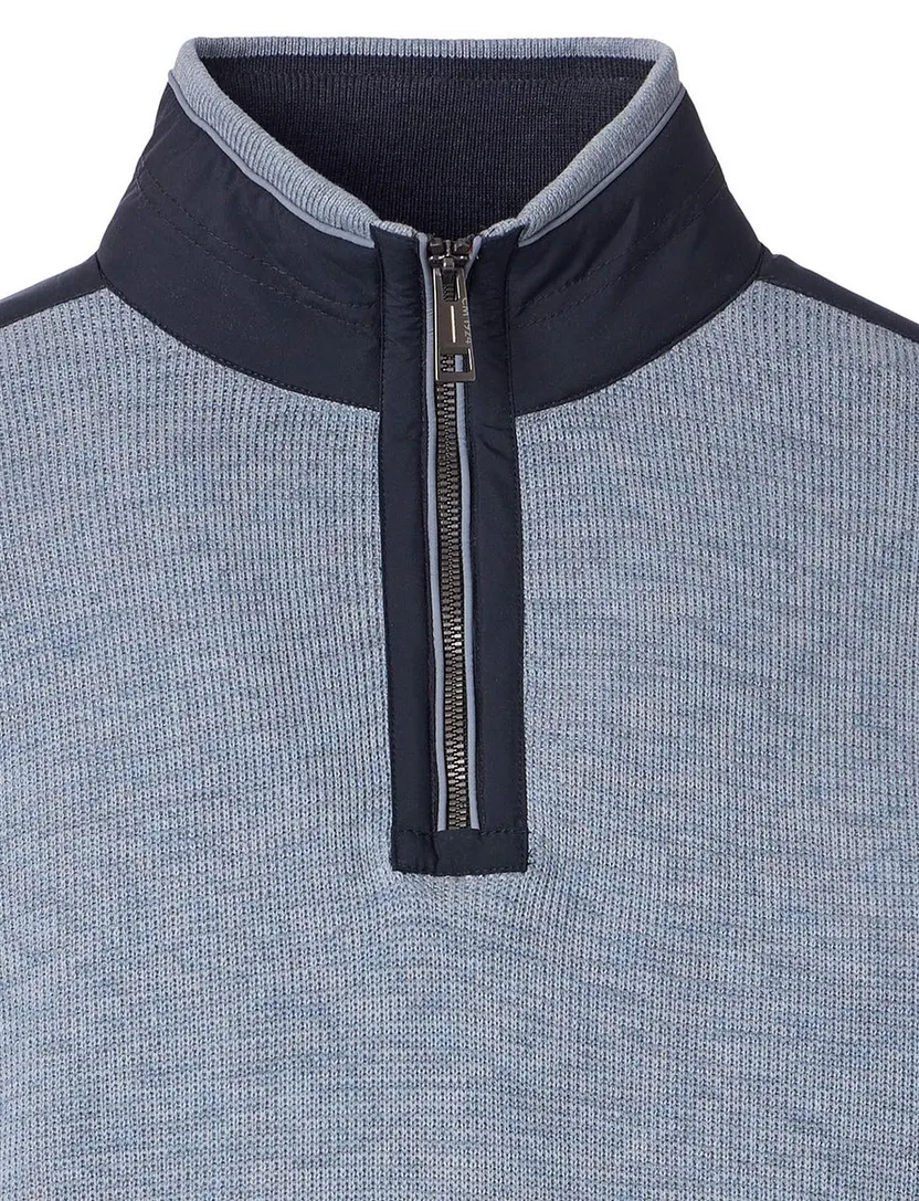 Casa Moda blauw half-zip trui 100% katoen
