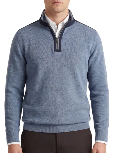 Casa Moda Casa Moda blauw half-zip trui gemêleerd