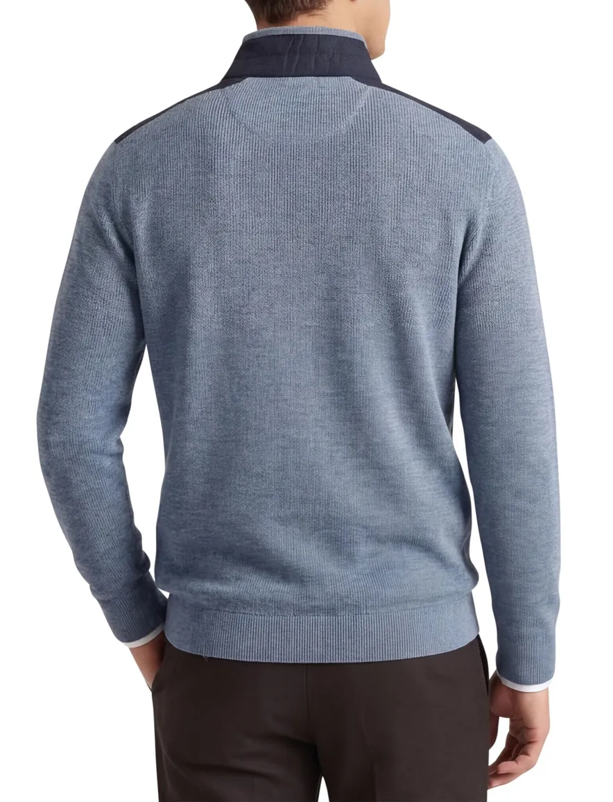 Casa Moda blauw half-zip trui gemêleerd