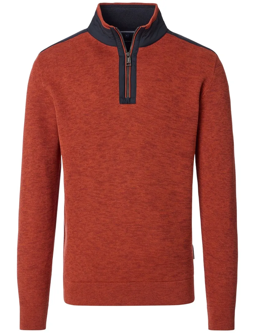 Casa Moda oranje half-zip trui 100% katoen