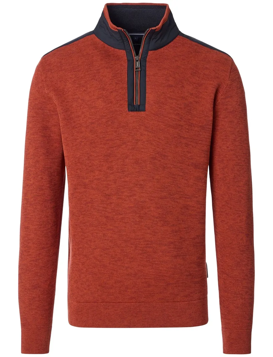 Casa Moda oranje half-zip trui gemêleerd