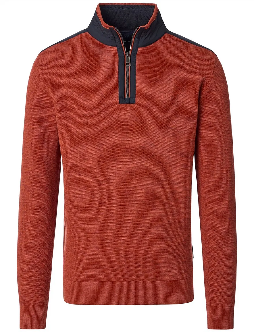 Casa Moda oranje half-zip trui gemêleerd